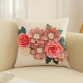 French Style Embroidered Patchwork Pillow Cover – Floral Cushion for Sofa, Bed & Living Room Decor