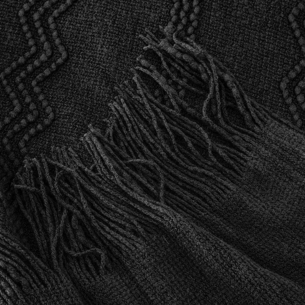 Boho Knit Throw Blanket – Soft Lightweight Acrylic Blanket with Tassels