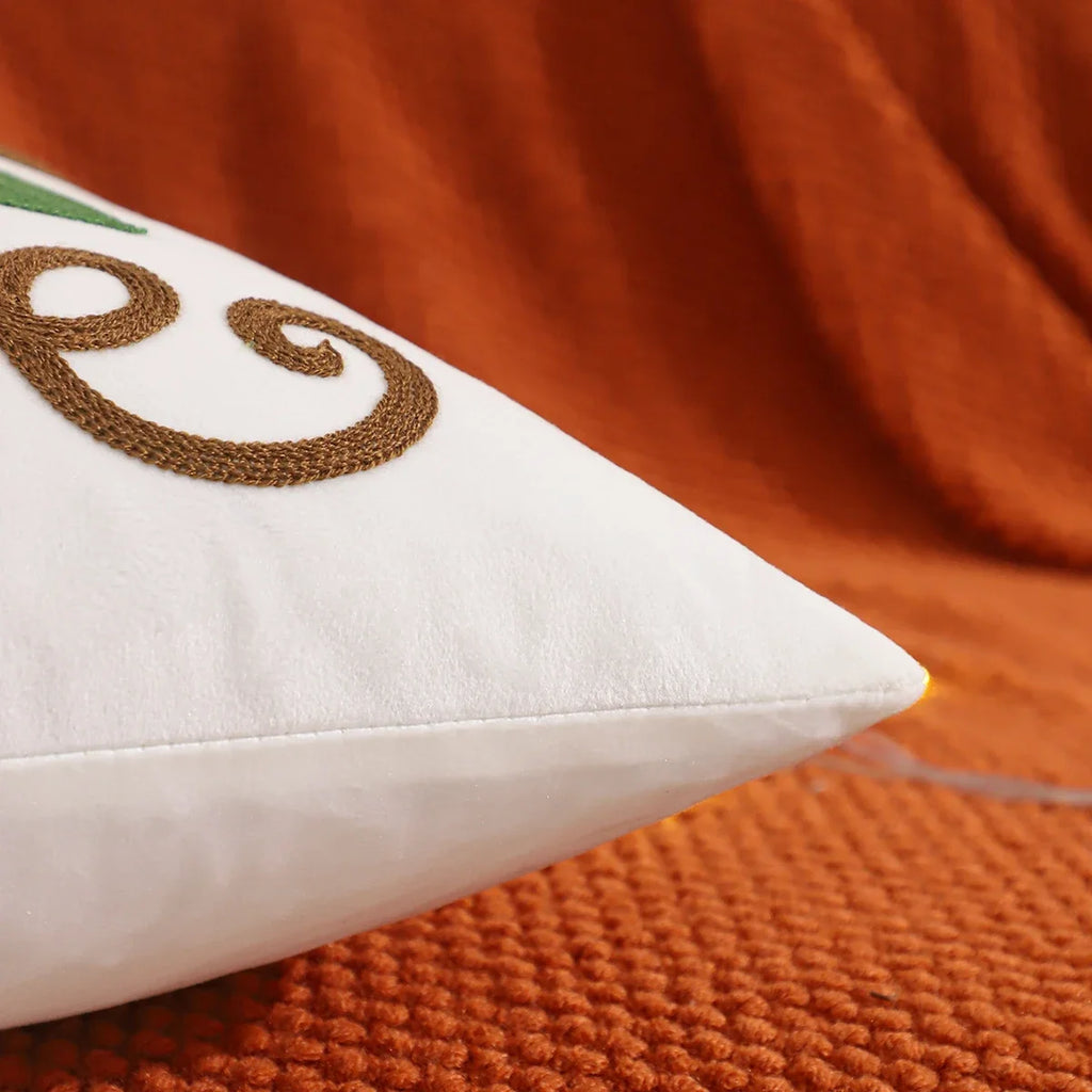 Autumn Embroidered Velvet Throw Cushion Case