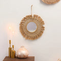 Boho Round Macrame Wall Mirror – Handwoven Decorative Hanging Mirror