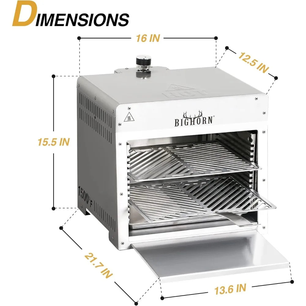 1500°F Small Infrared Propane Gas Grill – Portable Steak Broiler & Sear Station with Pizza Stone