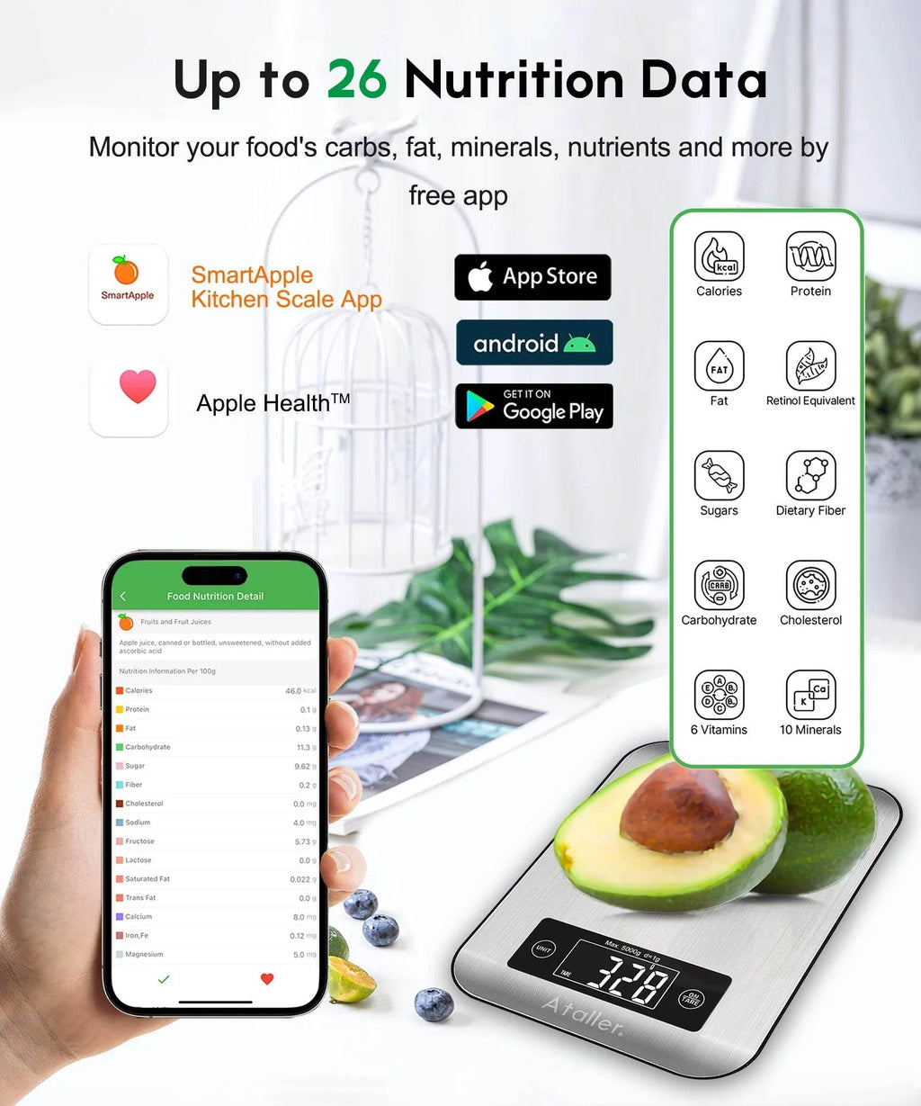 Smart Nutrition Food Scale with Bluetooth app