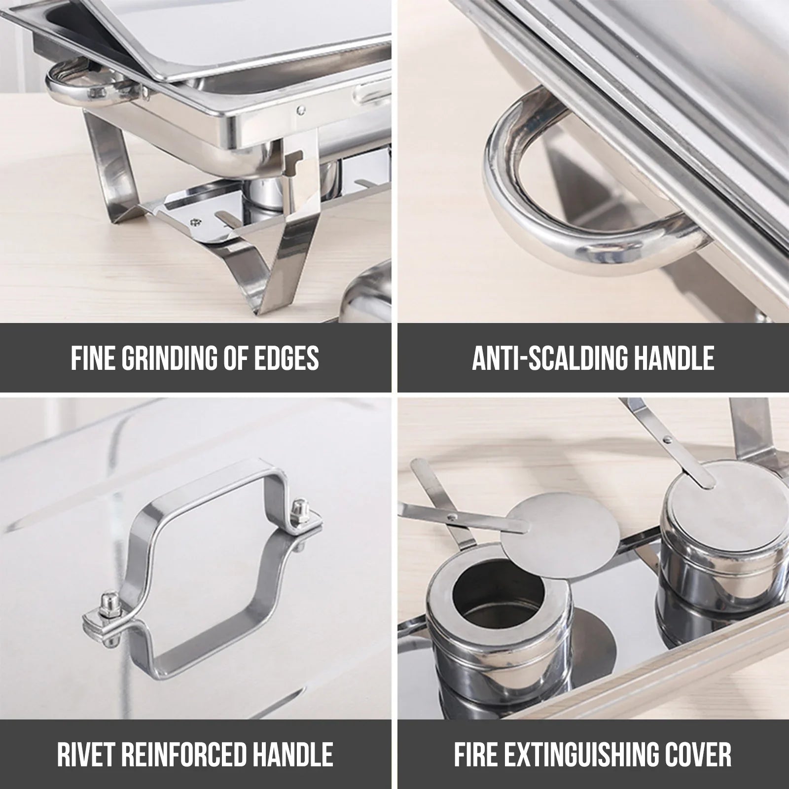 Chafing Dish Buffet Set 8QT Electric Stainless Steel 2/4/6Pack Full Size Pans Food Warmer Chafing Fuel Holder for Party Catering