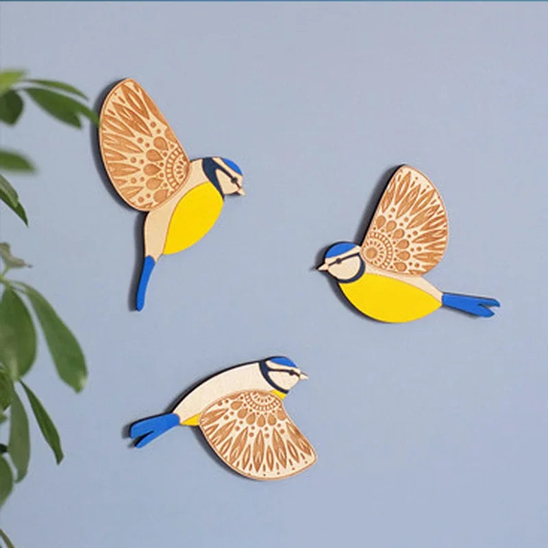 3-Piece Wooden Bird Wall Decor Set – Patterned Boho Home Decor for Indoors & Outdoors