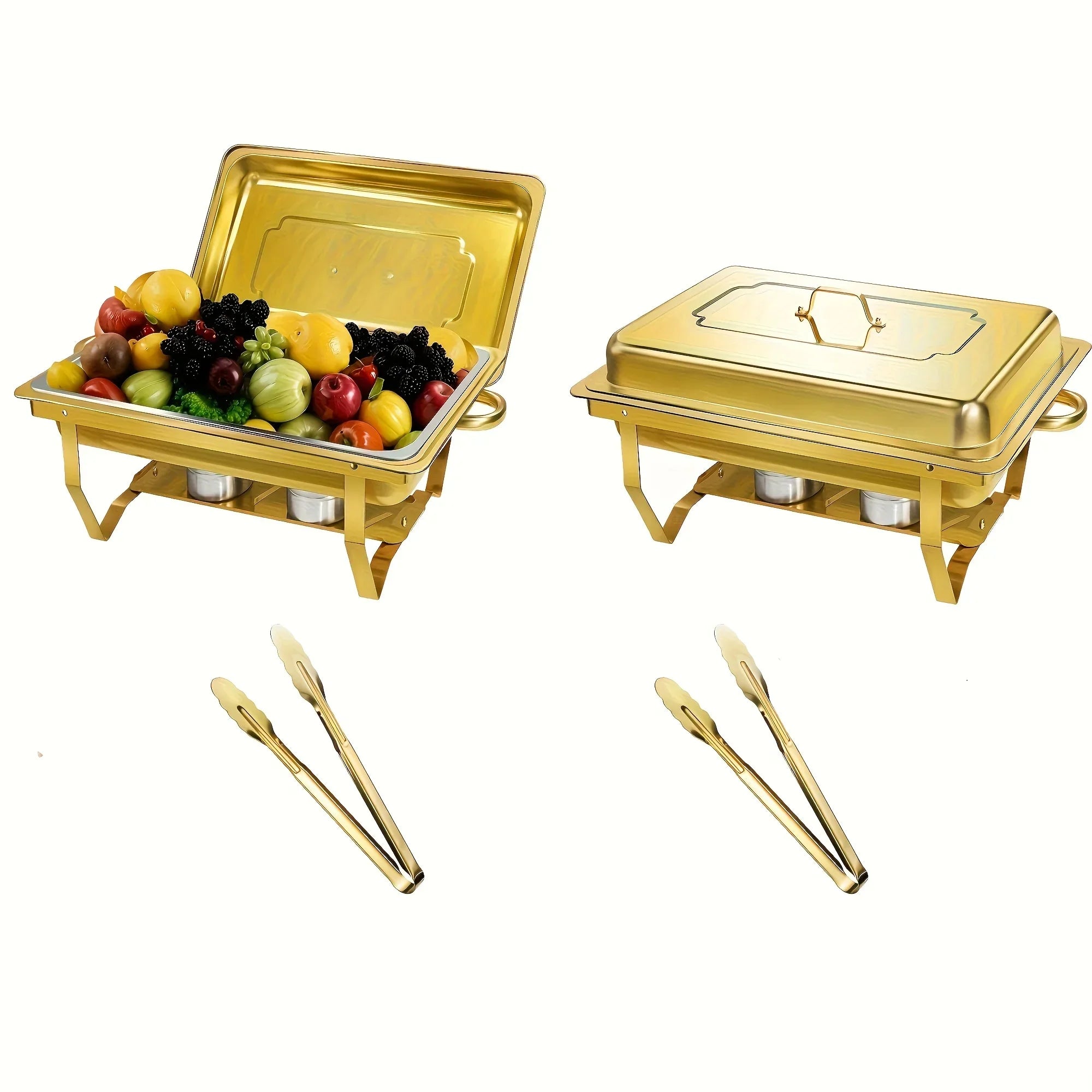 6 Pcs Buffet Baking Tray, 8 Quart Golden Baking Tray Buffet Set Full Size, Premium Stainless Steel Baking Tray Party Food Heater