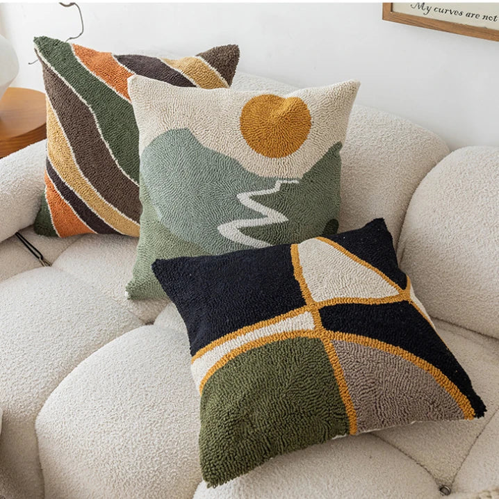Abstract Tufted Landscape & Nature-Inspired Pillow Covers
