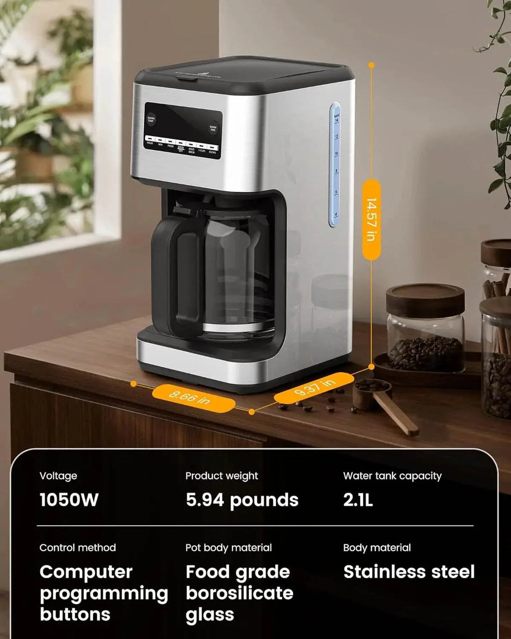 14-Cup Programmable Coffee Maker Drip-Free