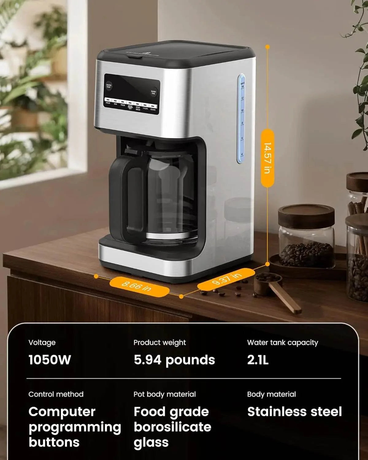 14-Cup Programmable Coffee Maker Drip-Free
