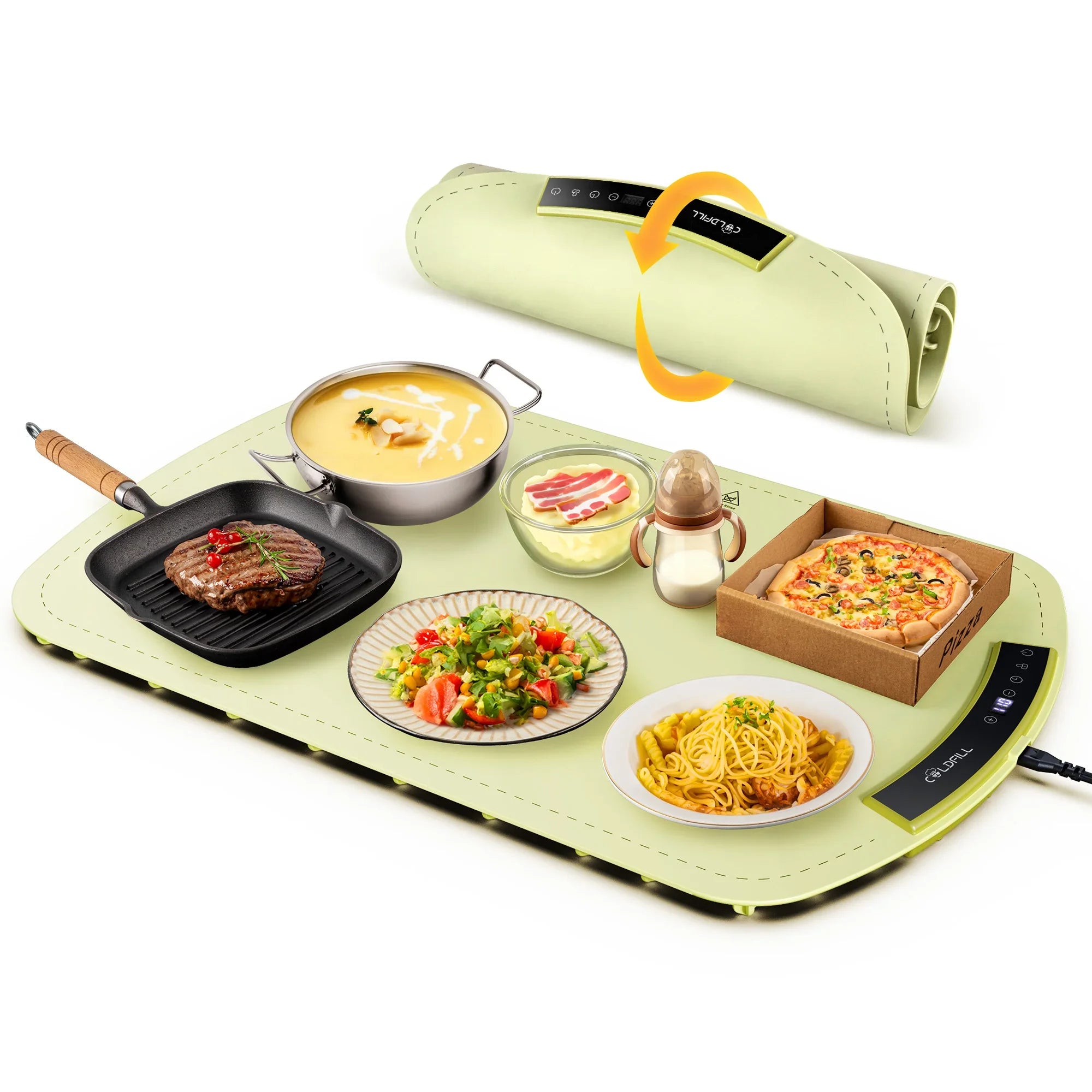 Electric Warming Tray – Portable Foldable Food Warmer Plate with 8-Temp Settings, Smart Fast-Heating Mat for Buffets, Parties & Home Use