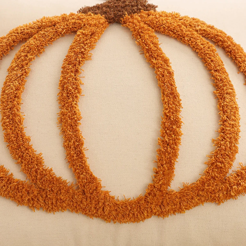 Tufted Autumn Pumpkin Pillow Cover