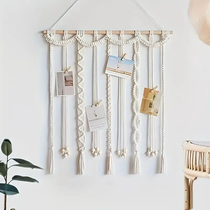 Boho Macrame Photo Display Wall Hanging