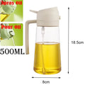 2-in-1 500ml Oil Spray Bottle Dispenser, Refillable Plastic Oil Sprayer for Cooking, BBQ, Baking, Roasting, Kitchen Use