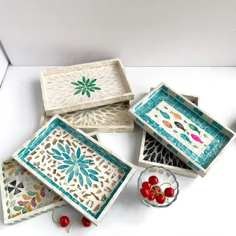 Handmade Shell Tray – Oval & Rectangular Decorative Jewelry Organizer for Boho Home Decor