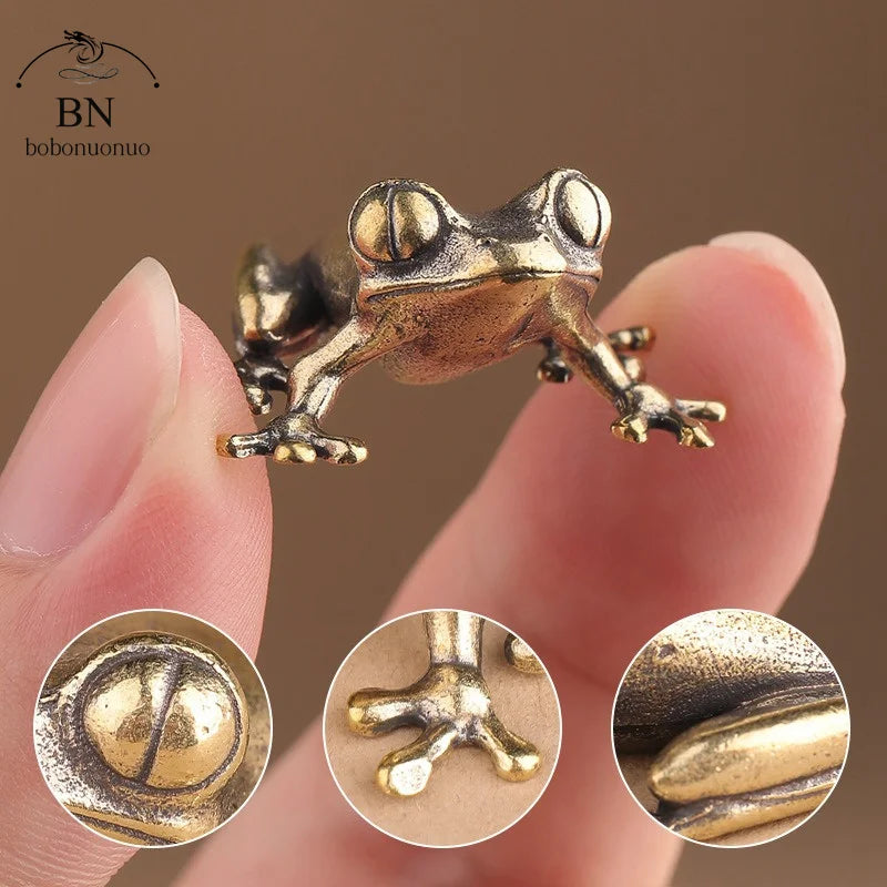Vintage Brass Frog Mini Figurine
