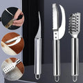 Fish Scale Remover & Shrimp Deveiner Tool – Stainless Steel Scaler Knife, Skin Brush & Kitchen Tweezers for Seafood Cleaning