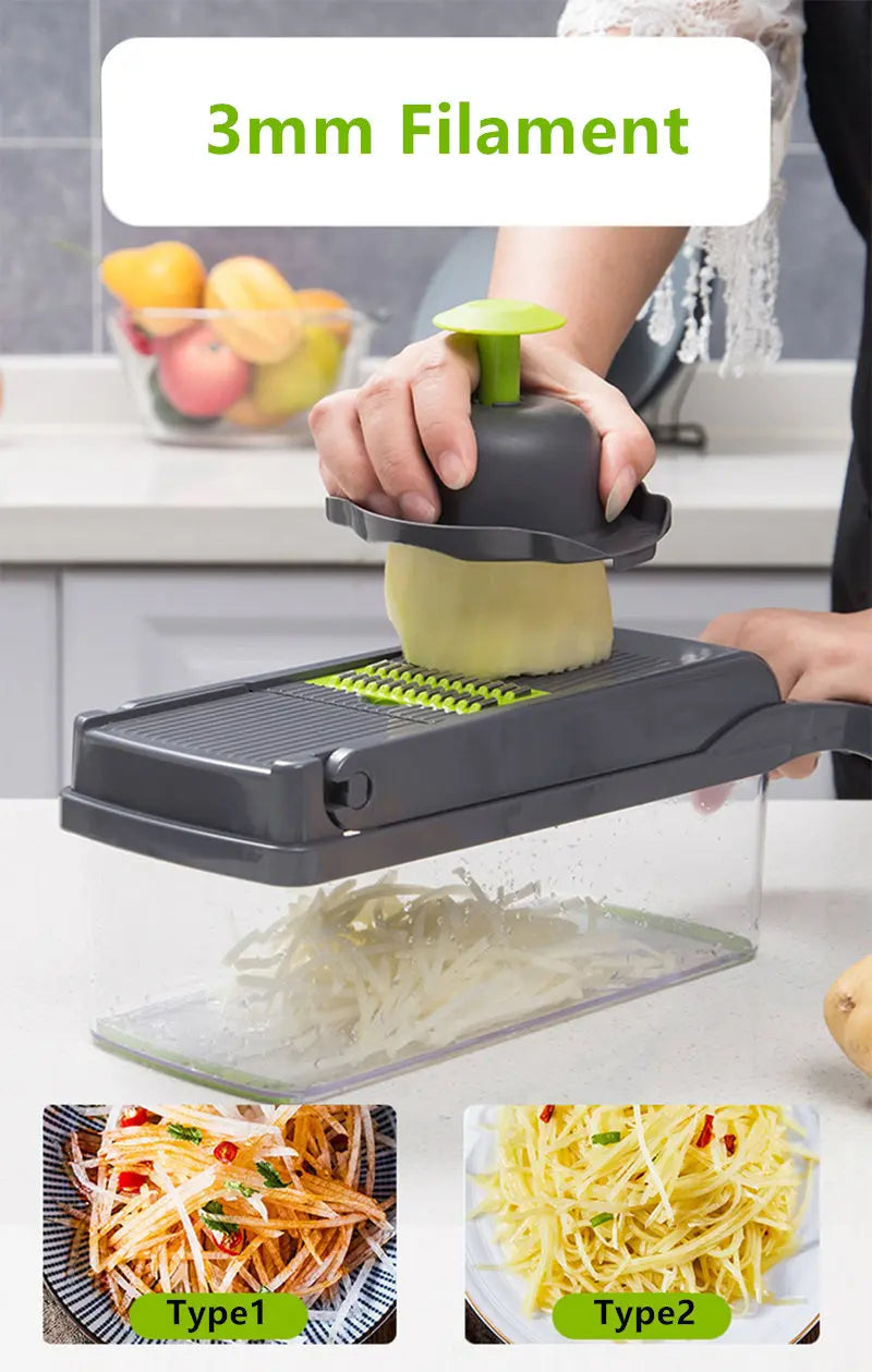14 In 1 Multifunctional Vegetable Chopper, Cutter Vegetable Dicer Slicer Cutter Mandoline Onion Chopper For Onion Potato Tomato