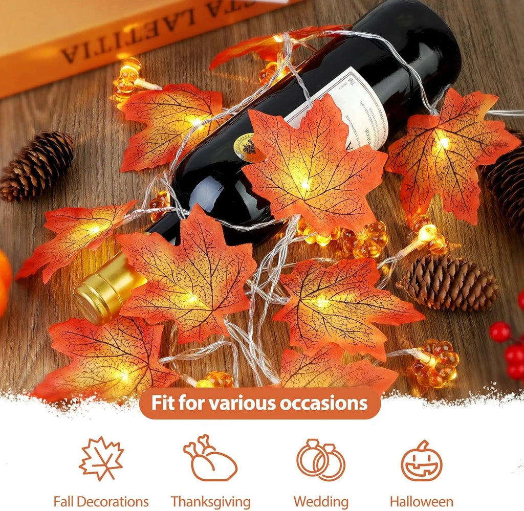 Fall Pumpkin & Maple Leaf String Lights