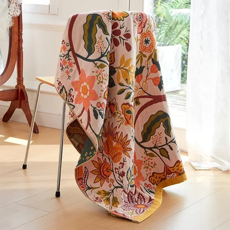 Cotton Gauze Floral Bath Towel