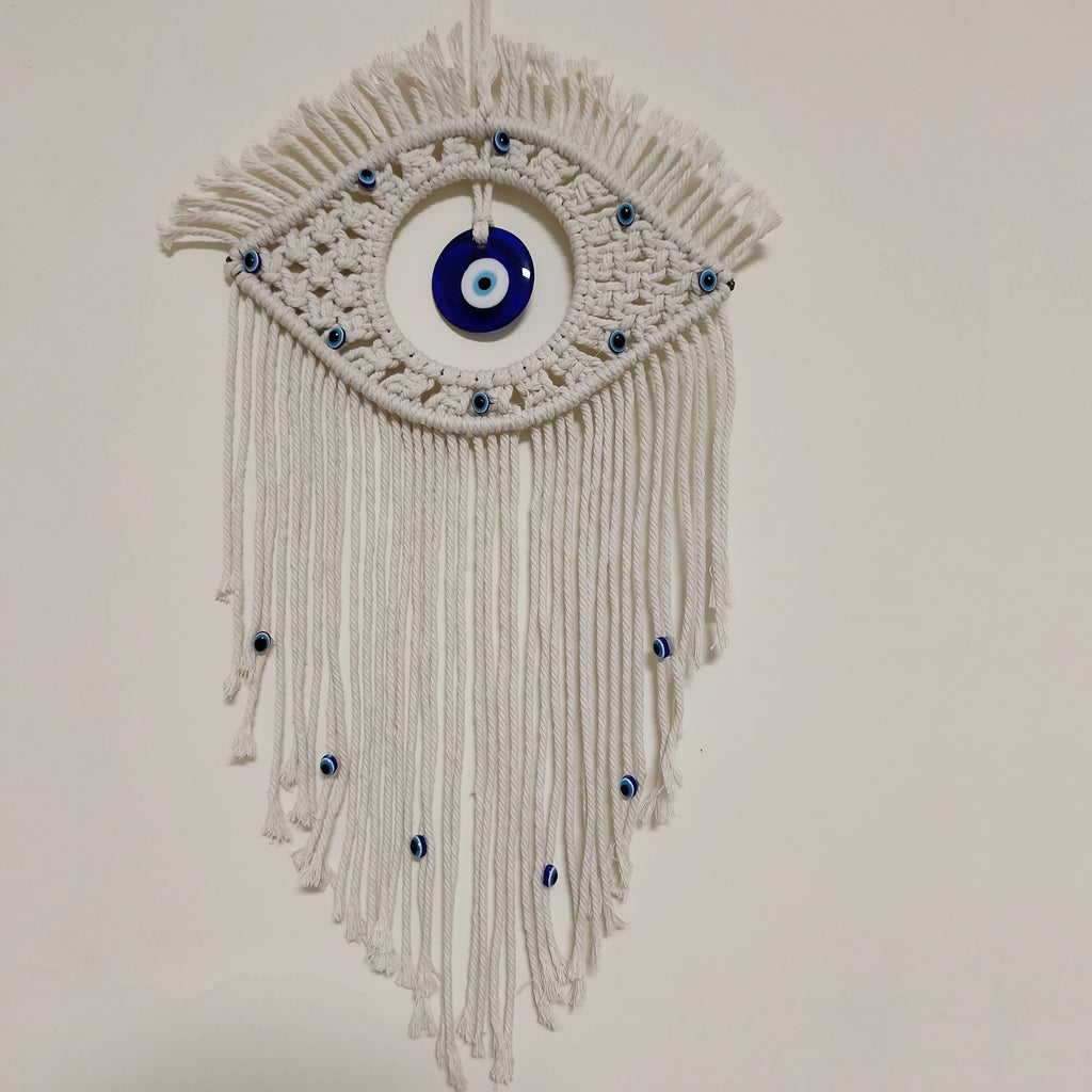 🧿 Evil Eye Macrame Wall Hanging – Handmade Boho Home Decor Tapestry