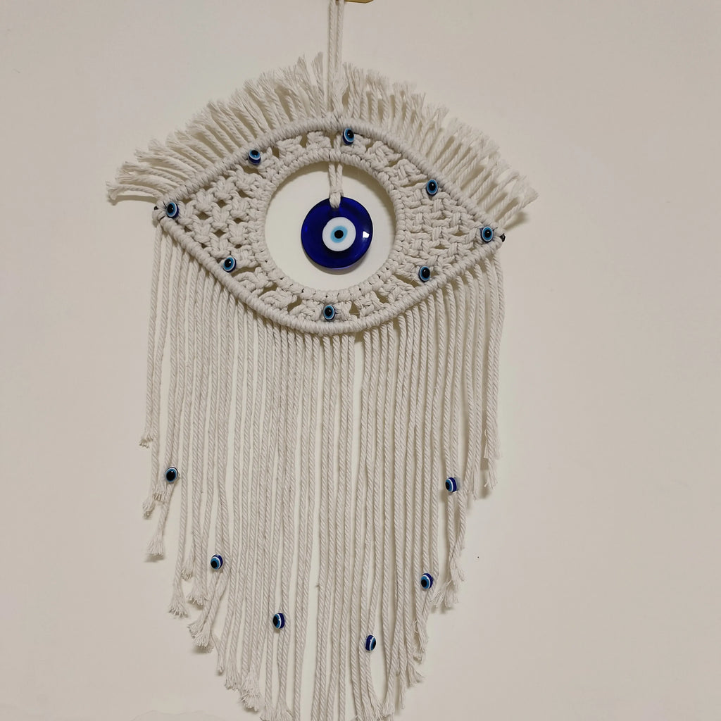 🧿 Evil Eye Macrame Wall Hanging – Handmade Boho Home Decor Tapestry