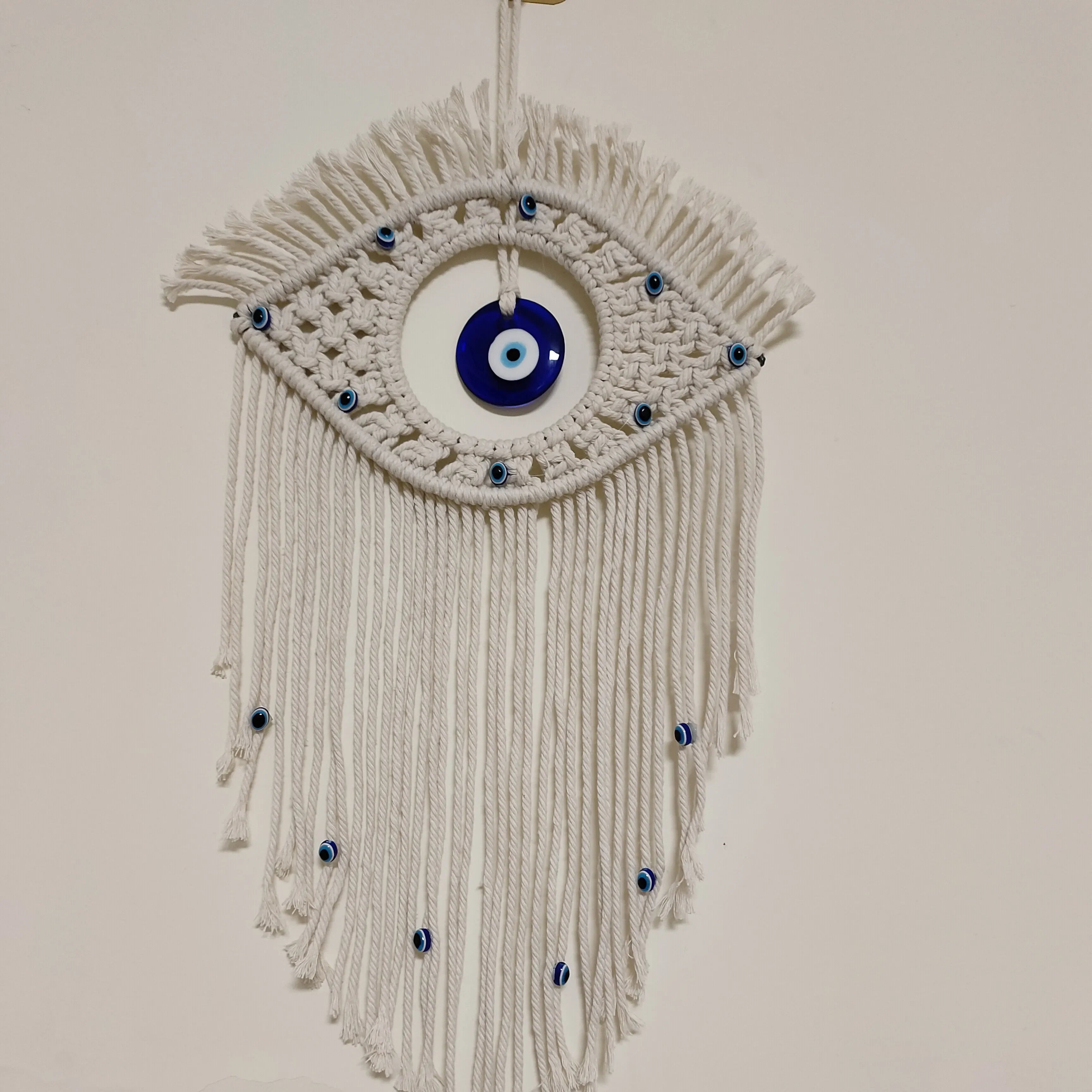 🧿 Evil Eye Macrame Wall Hanging – Handmade Boho Home Decor Tapestry