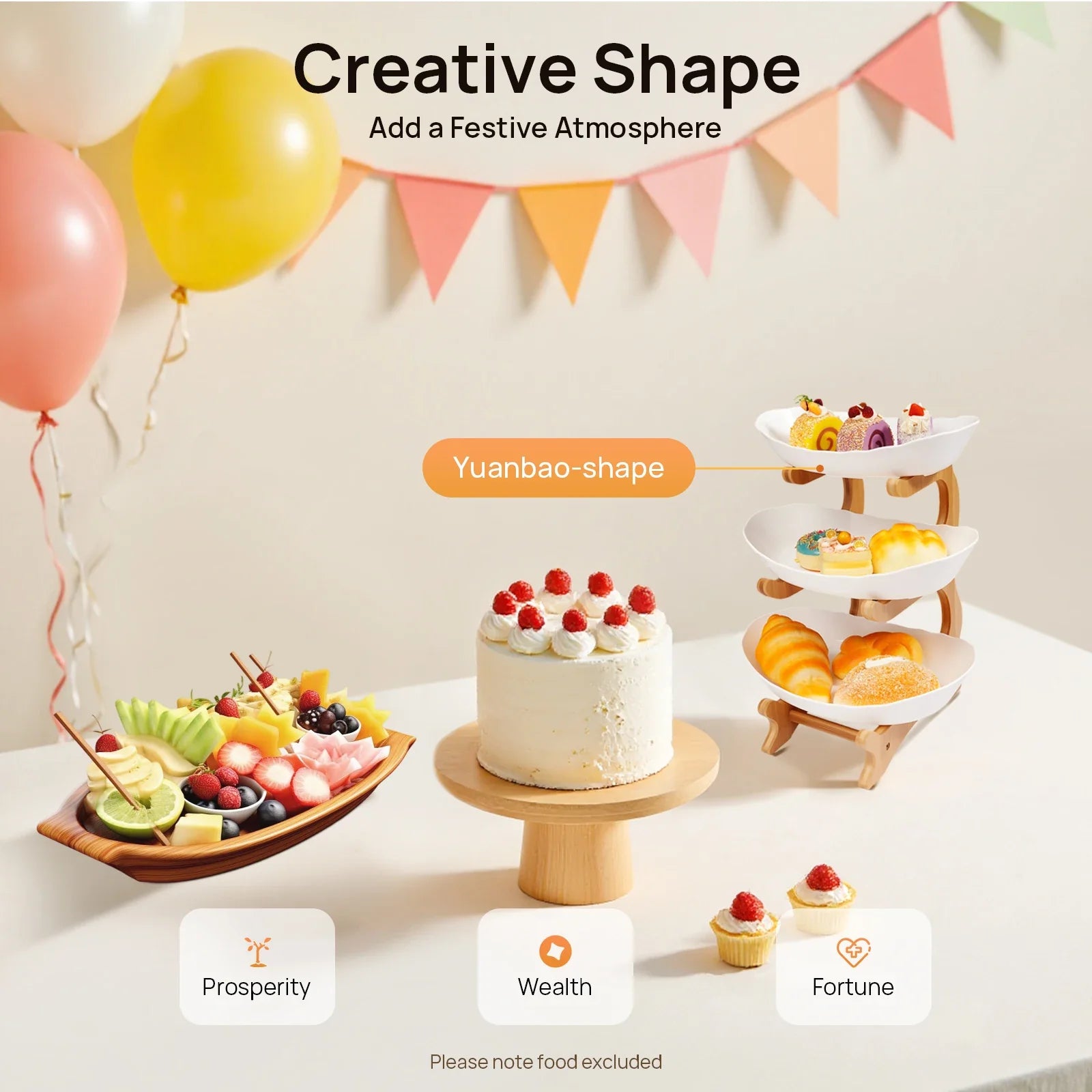3-Tier Fruit & Dessert Tray Stand – Multi-Layer Snack, Candy & Cake Display with Bamboo Wood Rack for Parties, Weddings & Home Decor