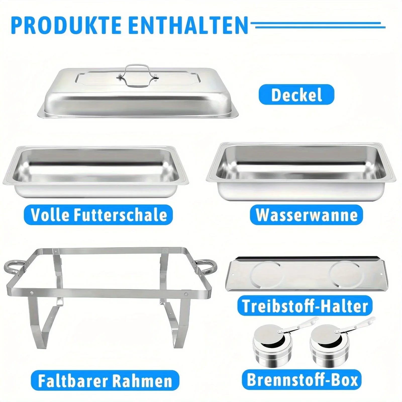 4 Pack 8QT Chafing Dish Buffet Set – Stainless Steel Food Warmer with Chafing Fuel Holder