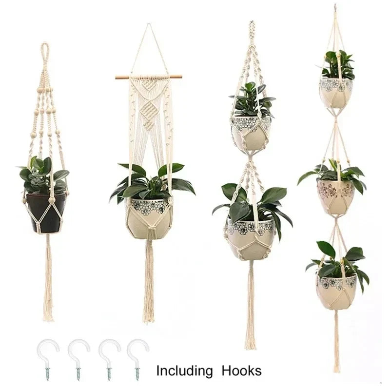 🌿 Handmade Macrame Plant Hanger – Boho Hanging Planter Basket for Indoor & Outdoor Decor