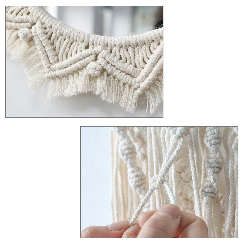 Circular Boho Macrame Wall Mirror