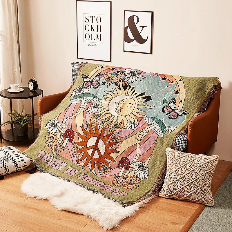 Abstract Woven Nature Throw Blanket
