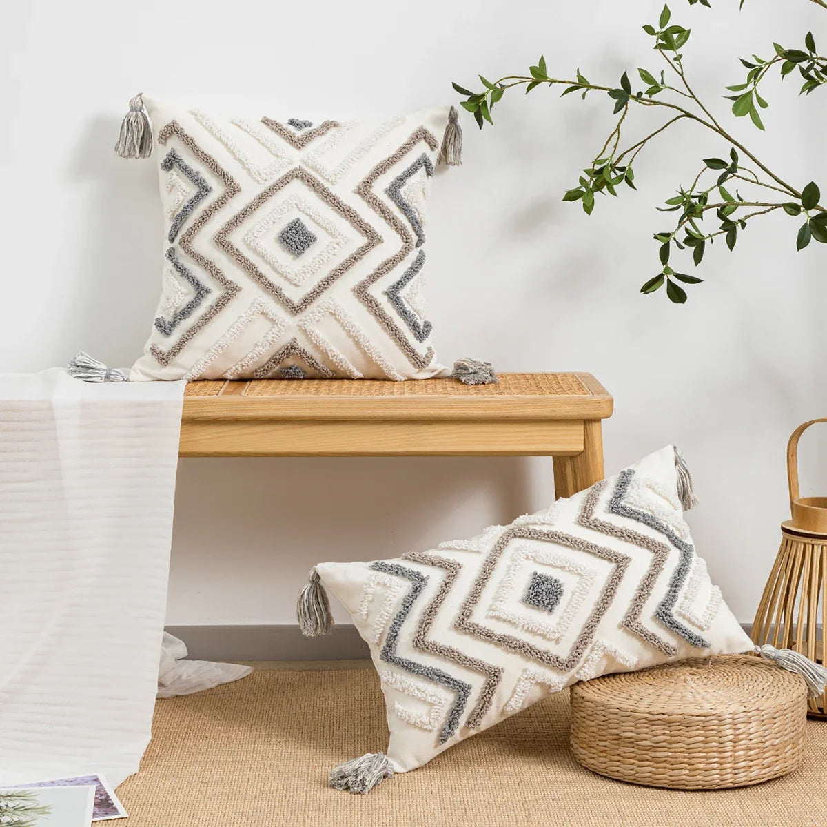 Geometric Bohemian-Style Throw Pillow Cover