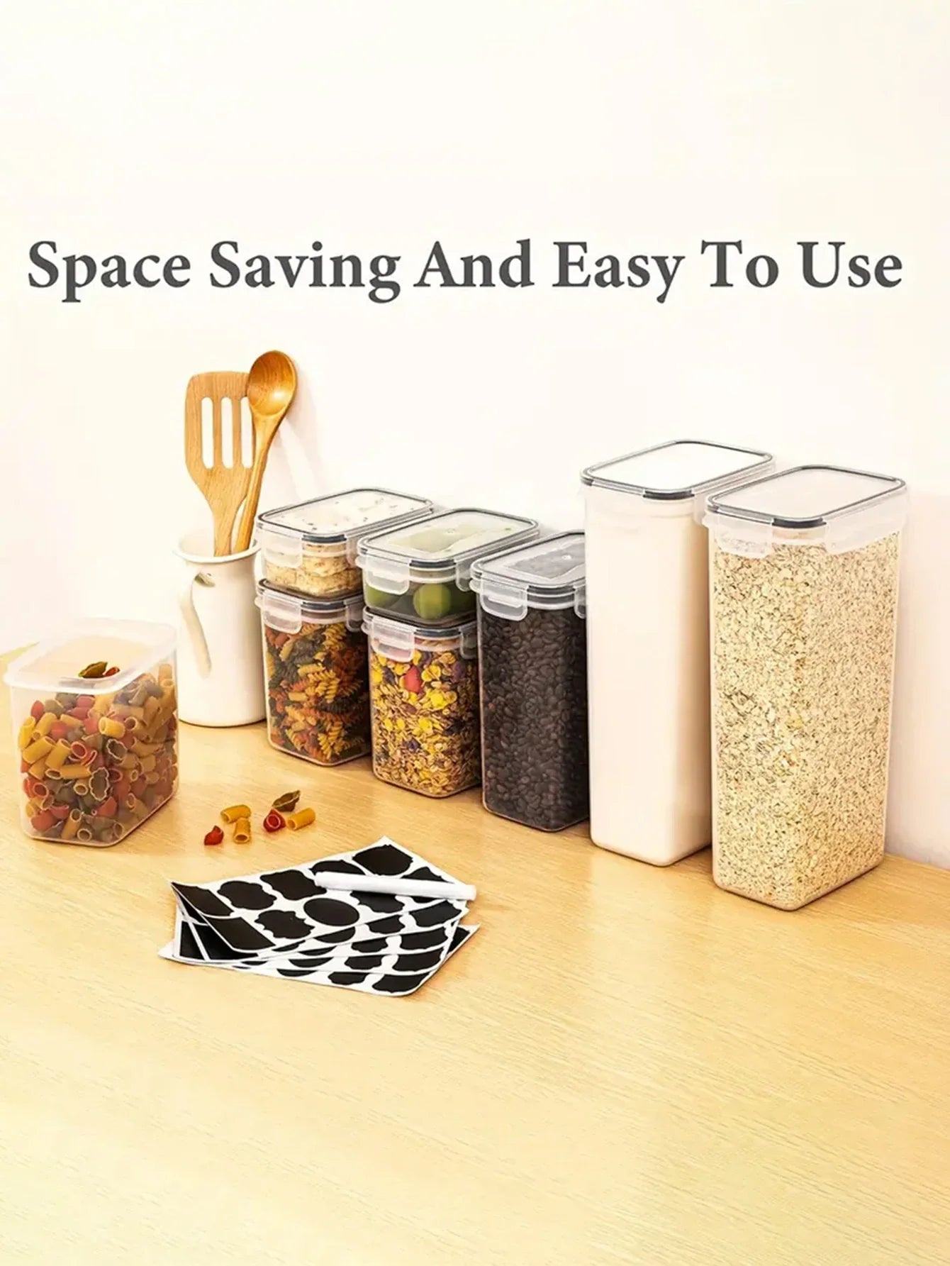 14pcs，kitchen gadgets, sealed pasta boxes with LIDS, labels and markings - versatile containers for pasta, dry food,