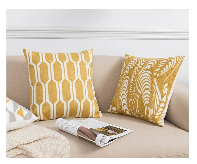 🌼 Cozy Embroidered Throw Pillow Cover – Nordic-Inspired Boho Home Decor Accent