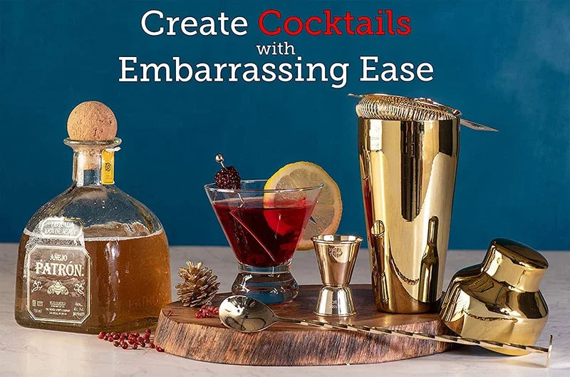 Cocktail Bar set Mixology Bartender Kit: 10-Piece Bar Tool Set with Stylish Bamboo Stand