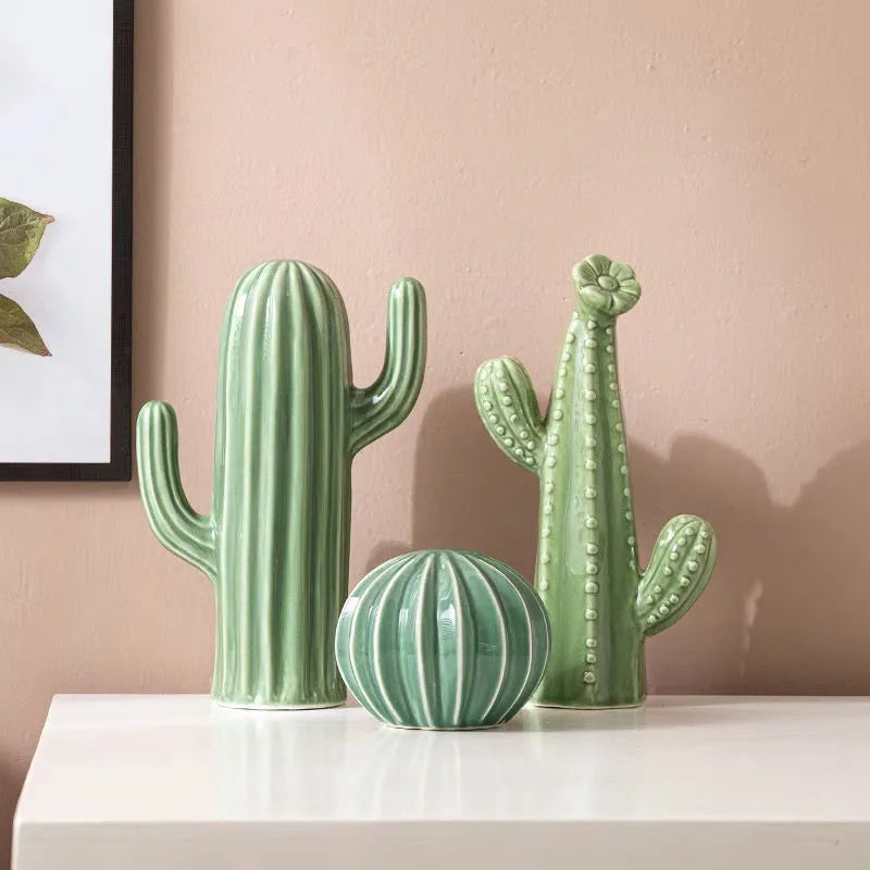 Ceramic Cactus Decorative Sculpture