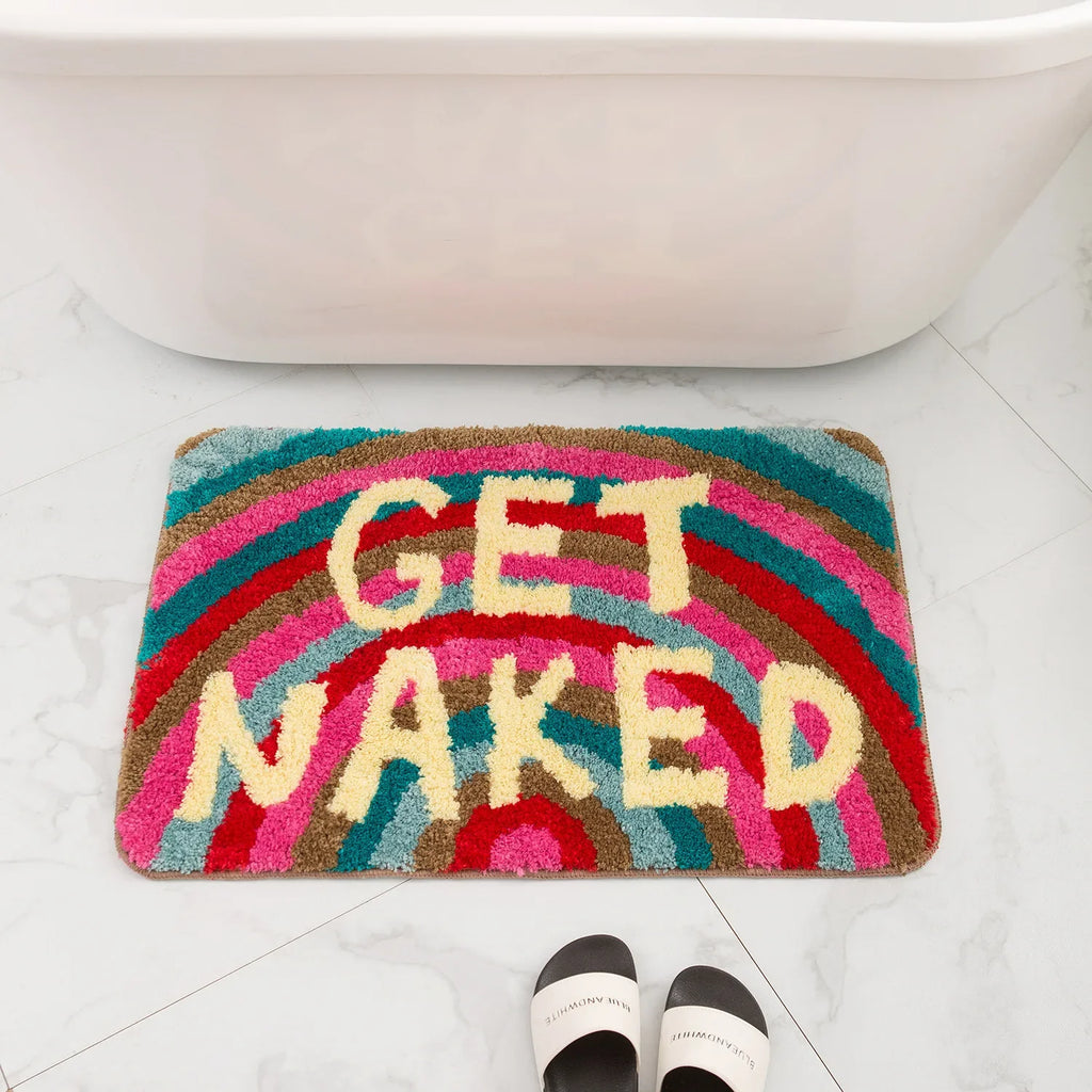 GET NAKED Tufted Bath Mat – Colorful Microfiber Rug for Boho Bathroom Vibes