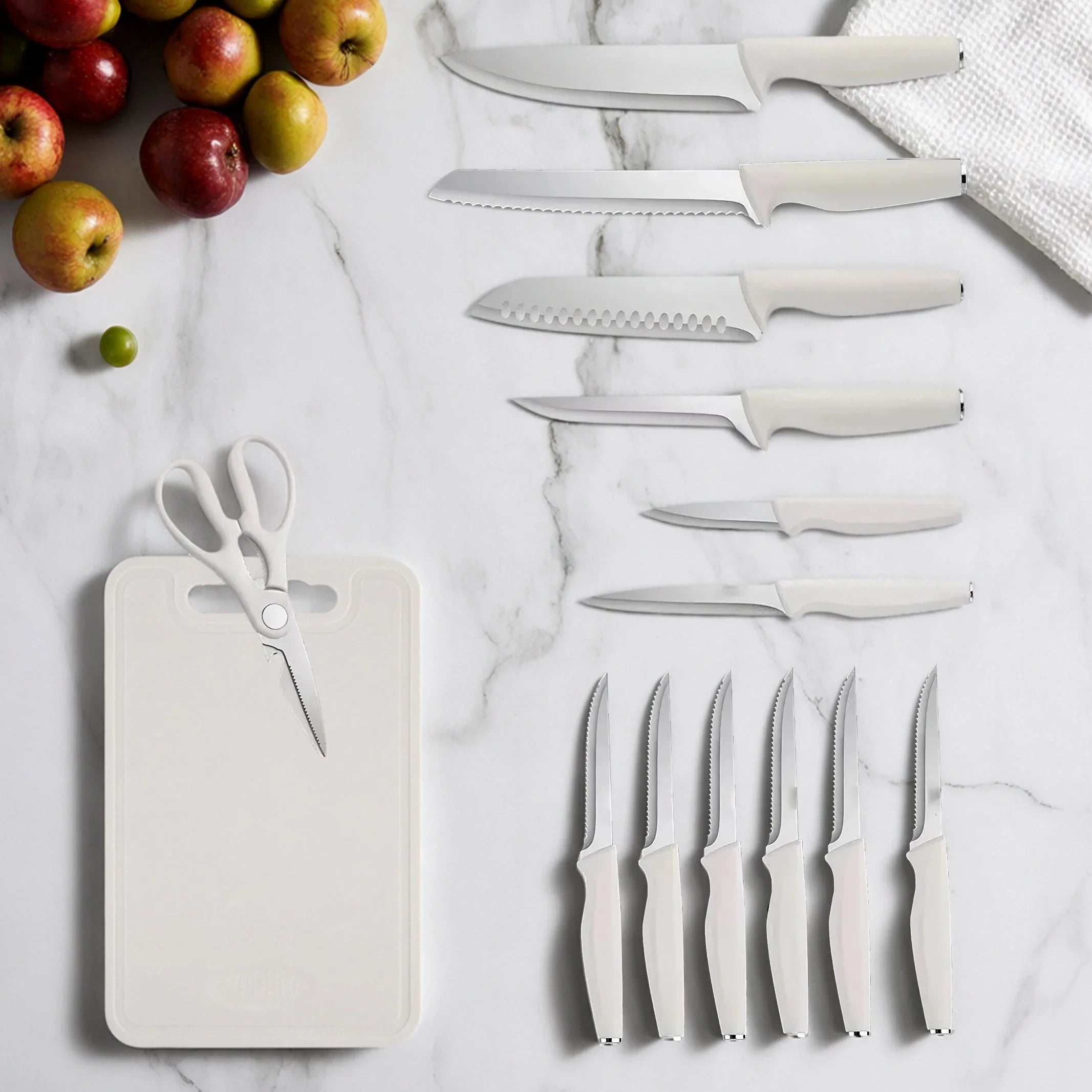 15-Piece Stainless Steel Kitchen Knife Set with Space-Saving Knife Holder