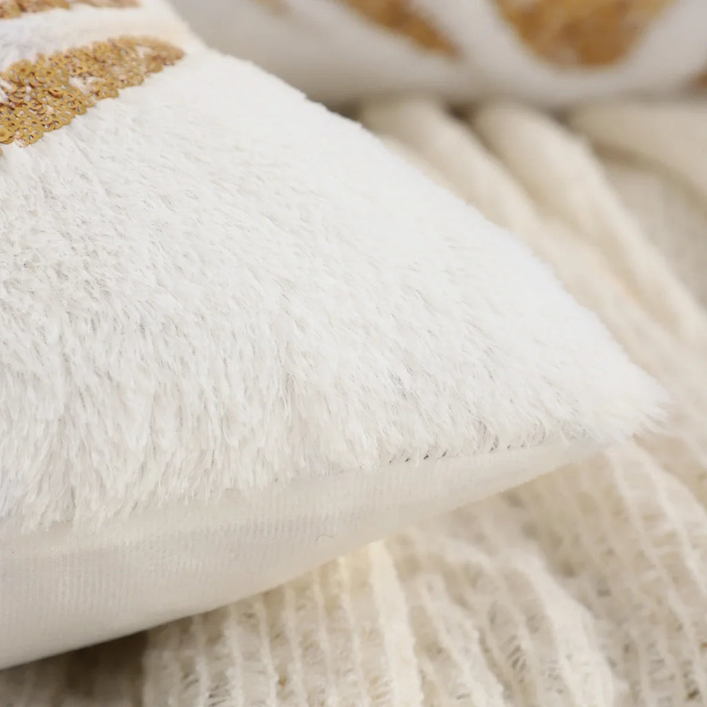 Pumpkin Gold Sequin Embroidered Pillow Cover – Plush Fall Accent for Cozy Autumn Vibes