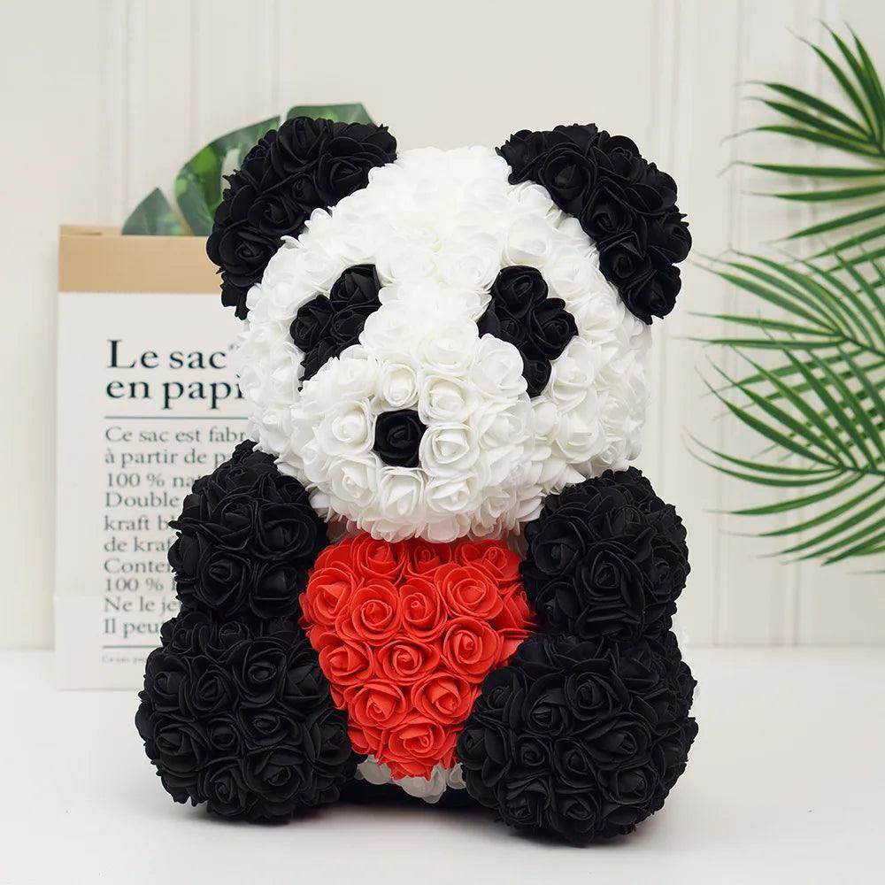 Artificial Foam Rose Panda Bear