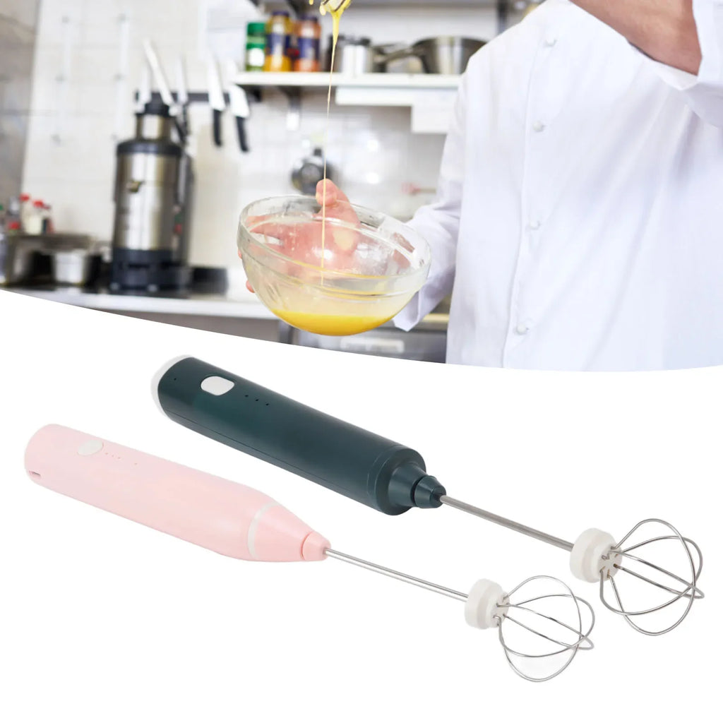 Clearance Deal Electric Whisk 2 Stainless Steel Heads Mini Cordless Multifunction Coffee Milk Frother Waterproof Stirring Tool