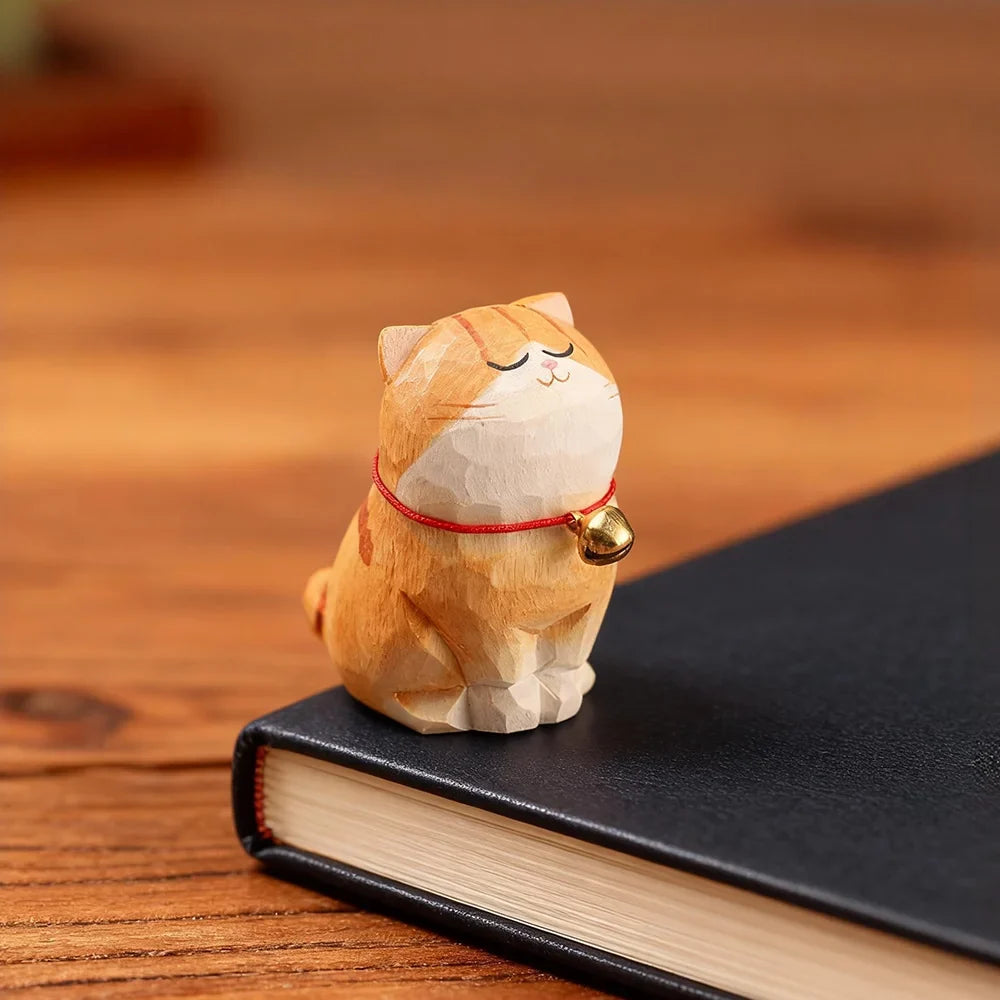 Hand-Carved Wooden Kitten