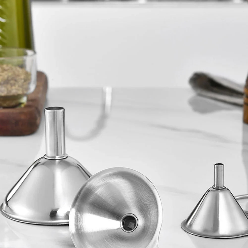 3 Piece Stainless Steel Funnels Set Kitchen Funnel Set Mini Funnel Set for Transferring Liquid Dry Ingredients Powder