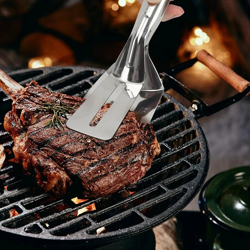 Heavy Duty Steak Tongs – Thanksgiving Turkey Flipper & Holiday Grill Tool | Durable Metal Meat Turner for BBQ, Roasting & Cooking