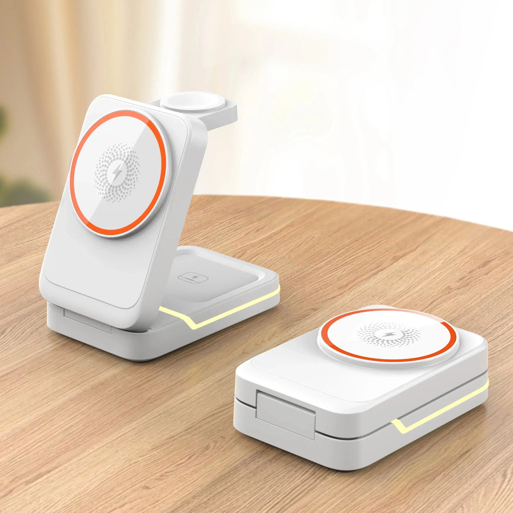 ⚡ 3-in-1 Magnetic Foldable Wireless Charger – MagSafe Travel Charging Stand
