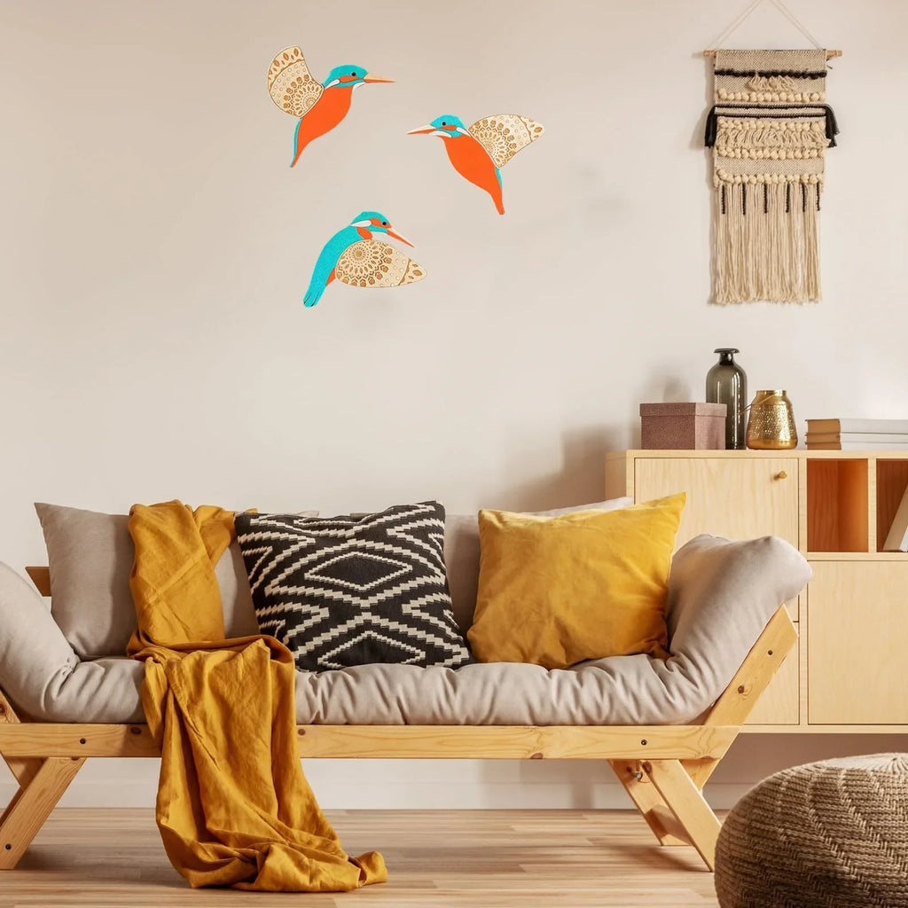 3-Piece Wooden Bird Wall Decor Set – Patterned Boho Home Decor for Indoors & Outdoors