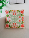 Colorful Flower Embroidery Throw Pillow Cover