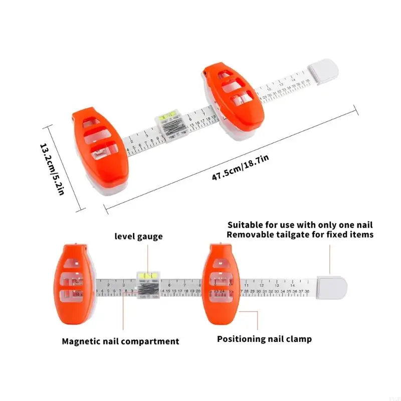 Professional Balance Ruler with Built-In Bubble Level – Picture Hanging Tool