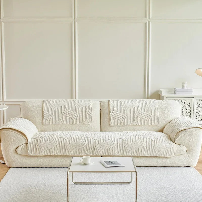 Plush Wave Striped Couch Slipcovers