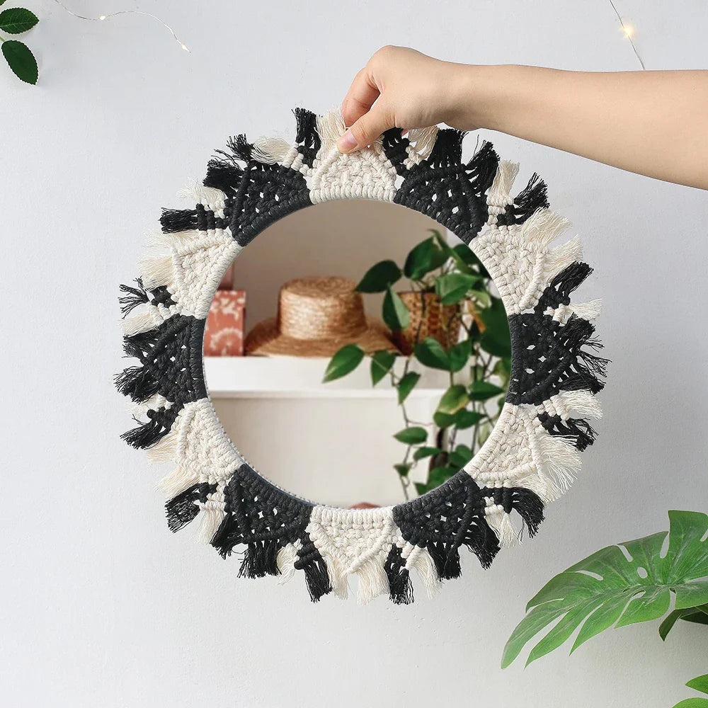Circular Boho Macrame Wall Mirror