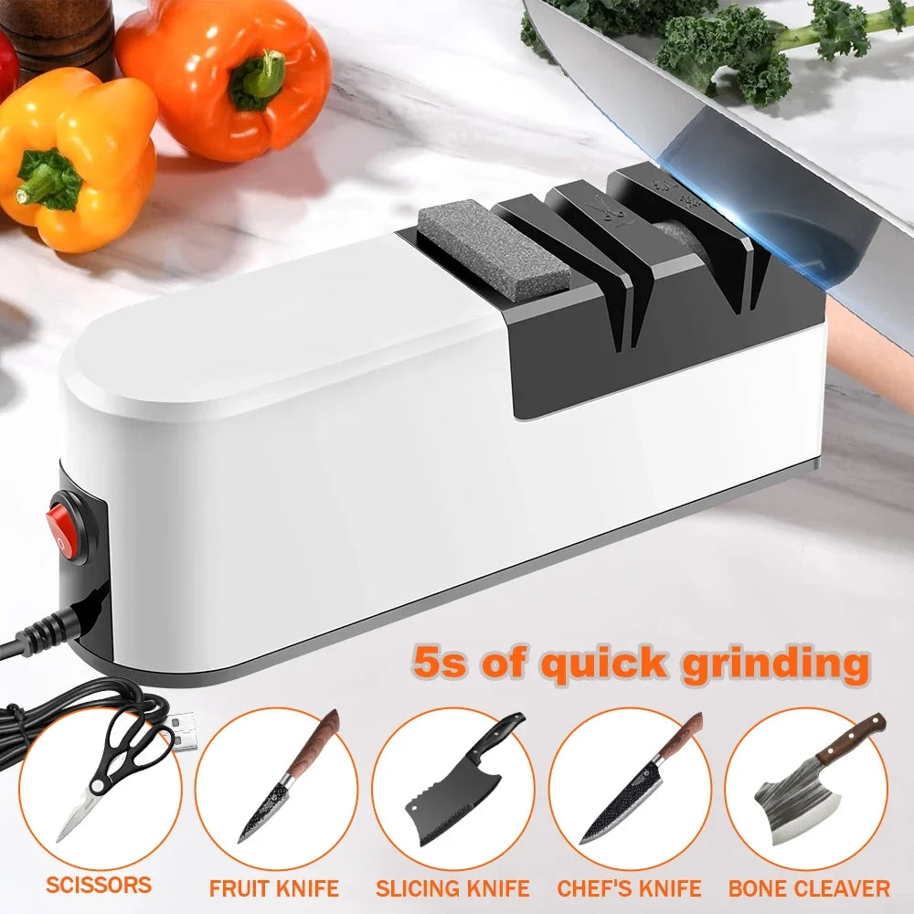 4-Segment Fully Automatic Electric Knife Sharpener – Portable Kitchen Sharpener with Non-Slip Base for Household Knives & Kitchen Accessories